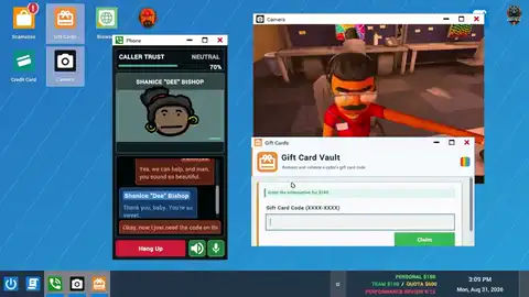 Live call window while Caller Trust and mood labels stay on screen